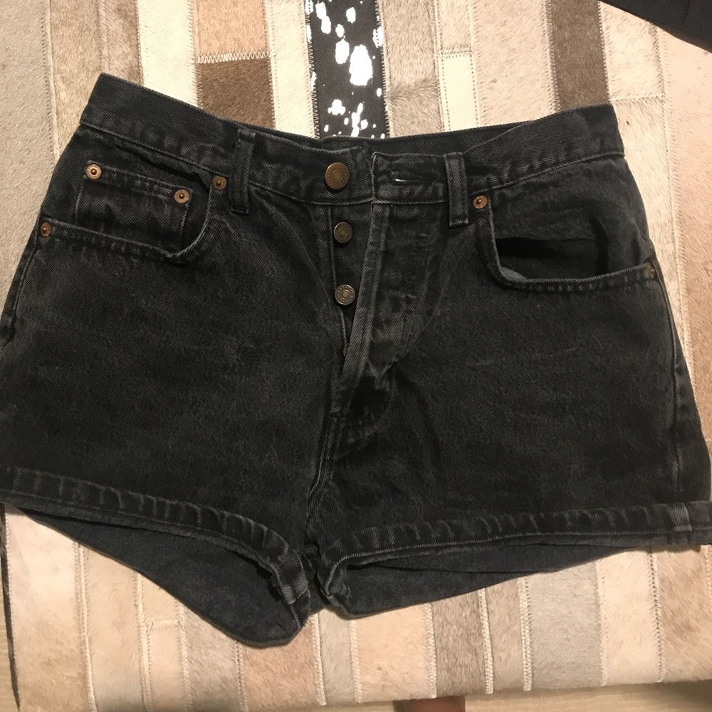 Black high waisted denim shorts